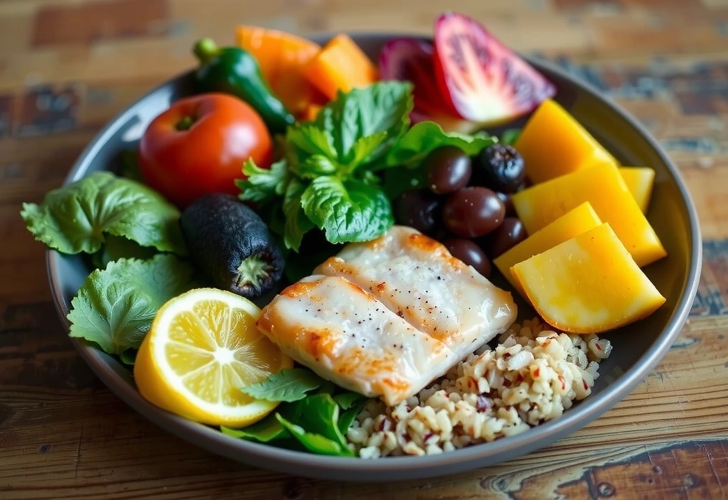 Piatti colorati e ingredienti freschi per un'alimentazione equilibrata