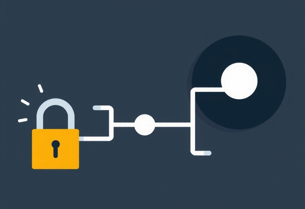 Luchetto stilizzato con dati che scorrono in modo sicuro